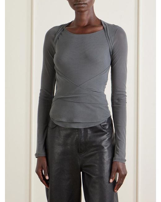 Lemaire Gray Ballerina Layered Mesh Top