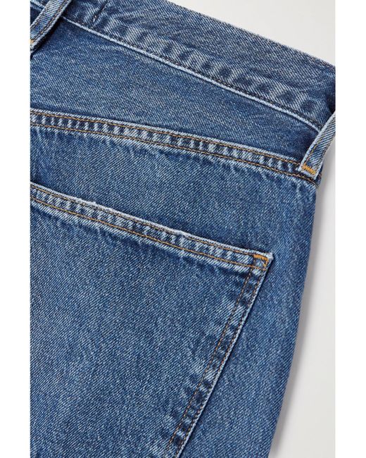 Agolde Blue Net Sustain 90's Pinch Waist Long High-Rise Straight-Leg Organic Jeans