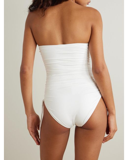 Melissa Odabash White Sydney Strapless Ruched Swimsuit