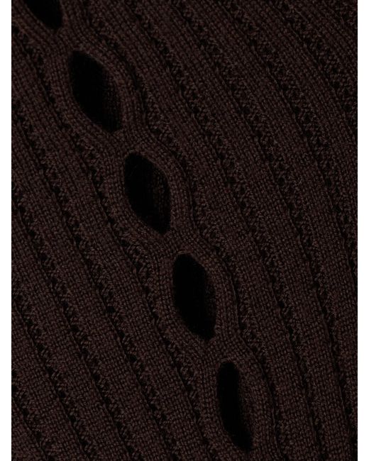 CORDOVA Brown Savoie Ribbed Pointelle-Knit Merino Wool Flared Pants