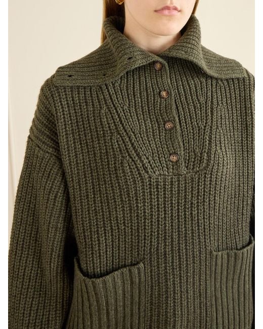 Polo Ralph Lauren Green Cotton And Wool-Blend Sweater