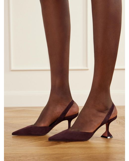 AMINA MUADDI Pink Holli Sling 70 Suede Pumps