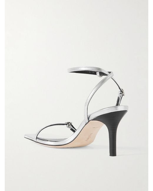Aeyde Natural Hallie Metallic Leather Sandals