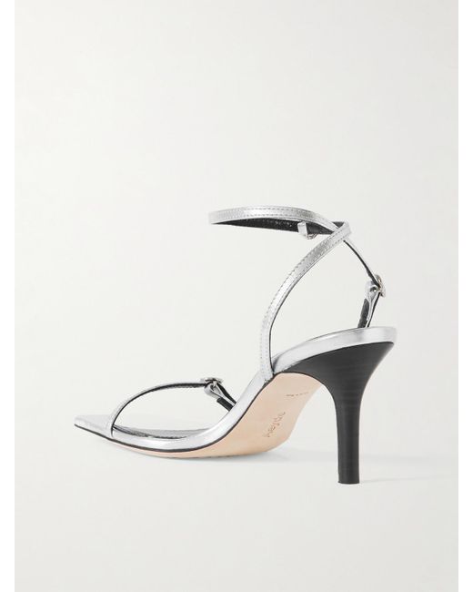 Aeyde White Hallie Sandalen Aus Metallic-Leder