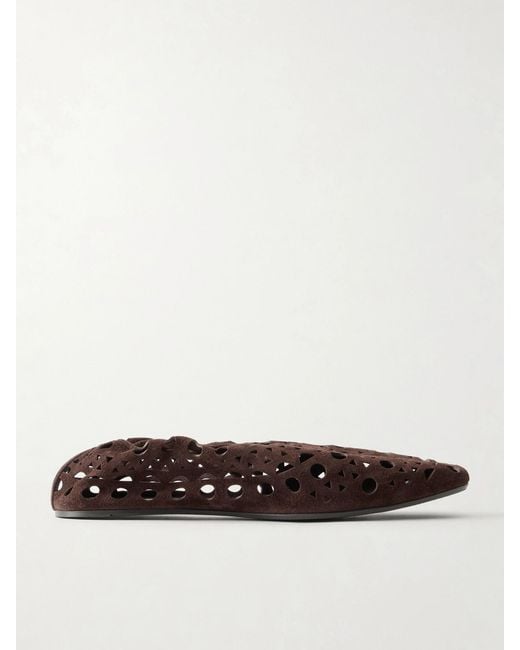 Alaïa White Neo Vienne Perforated Suede Ballet Flats