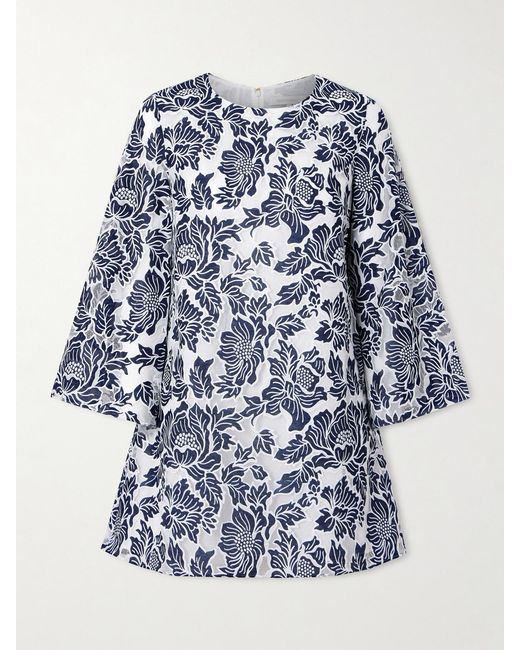 Borgo De Nor Blue Stevie Cotton-Blend Corded Lace Mini Dress