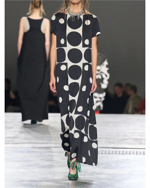 Dries Van Noten White Davita Printed Satin Midi Dress