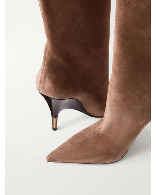 Khaite Brown Bella Suede Knee Boots