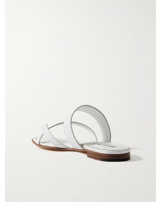 Manolo Blahnik White Susa Leather Sandals