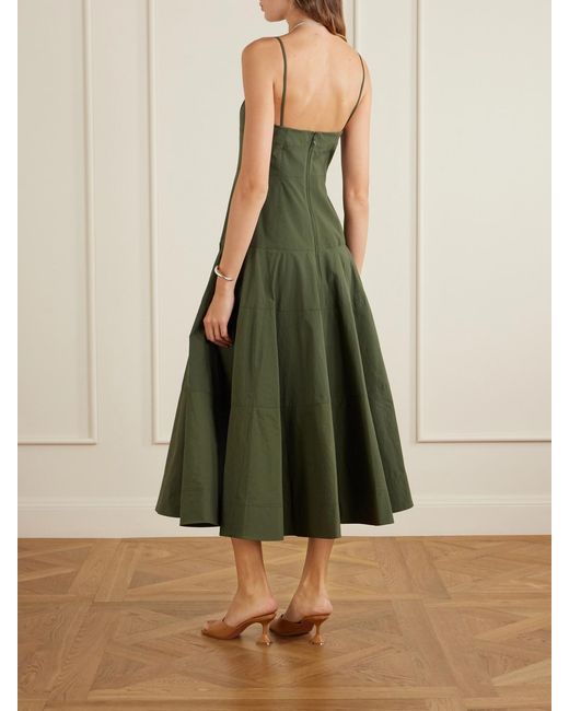 Veronica Beard Green Ilona Taffeta Midi Dress