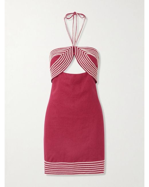 asos green embroidered dress ARIADNI CORD EMBROIDERED LINEN MINI DRESS main image 1