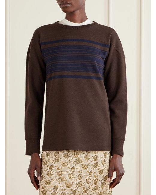 Loro Piana Brown Winterdale Striped Wool And Cashmere-Blend Sweater