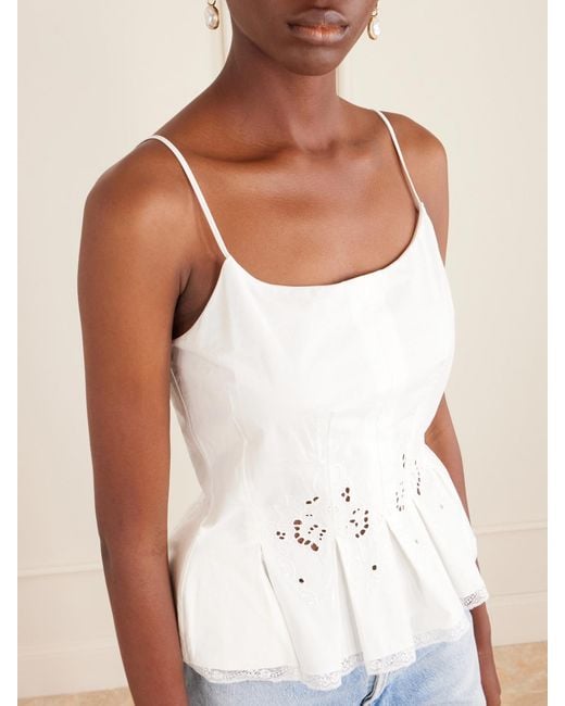 Magda Butrym White Crocheted Cotton Corset Top