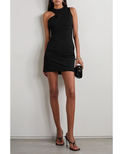 Et Ochs Black Paisley Layered Cutout Stretch-Jersey Mini Dress