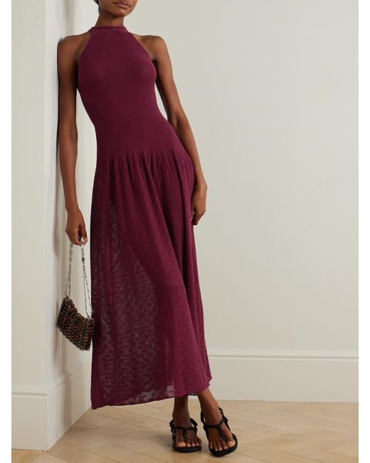 Escvdo Red Cayo Open-Knit Cotton Maxi Dress