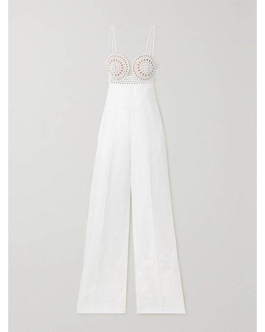 Stella McCartney White Broderie Anglaise And Crepe Jumpsuit