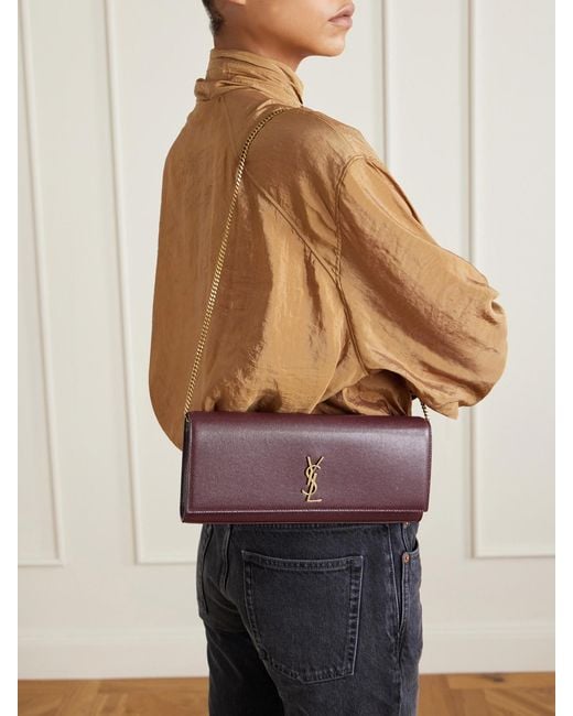 Saint Laurent Purple Kate Embossed-Leather Clutch