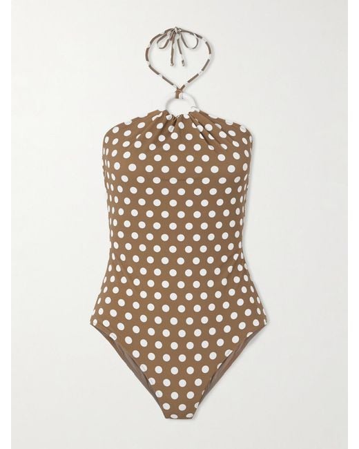 Marysia Swim White Avalon Polka-Dot Halterneck Swimsuit