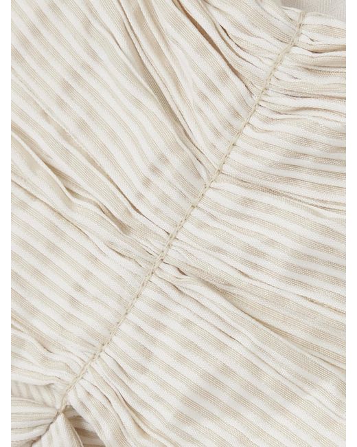 Lanvin White Draped Satin-Jacquard Midi Skirt