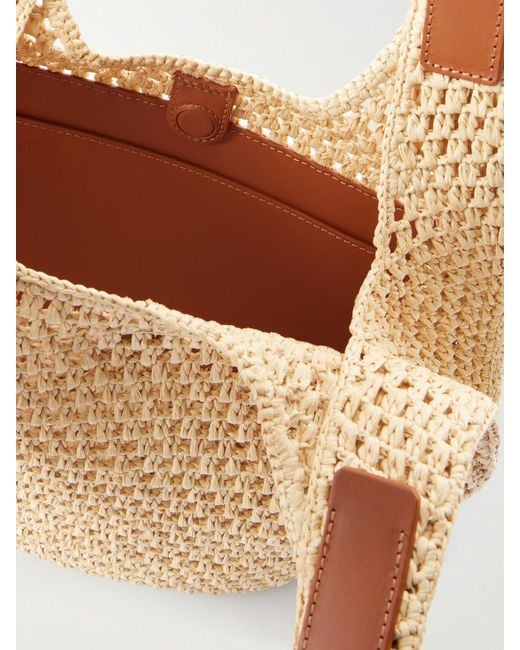 Loewe Natural Paula's Ibiza The Punch Hole Leather-Trimmed Raffia Shoulder Bag
