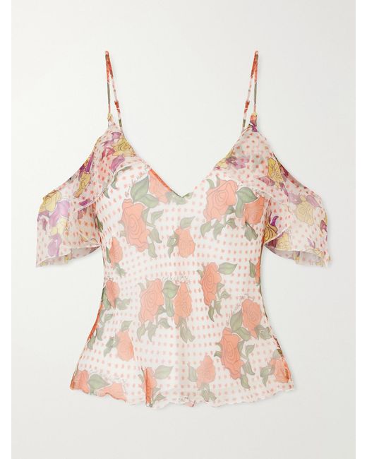 Donde Esteban Natural Pajaritos Y Rosas Silk Tank
