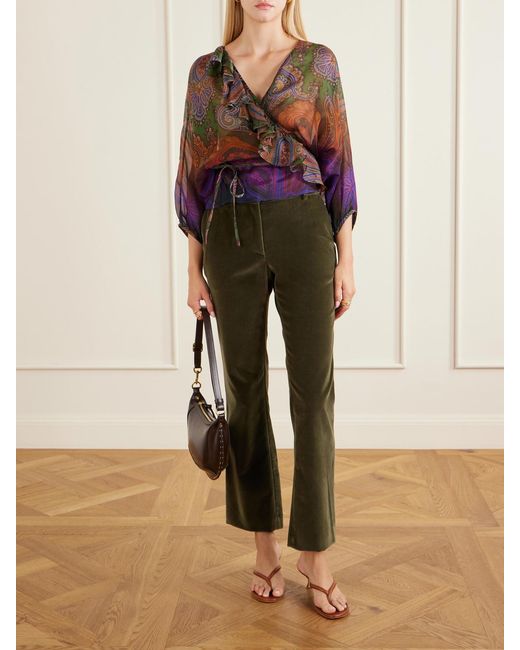 LaDoubleJ Green Velvet Straight-Leg Pants