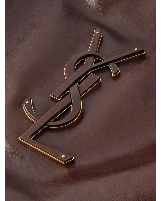 Saint Laurent Brown Icare Maxi Cassandre-Appliquéd Suede Tote