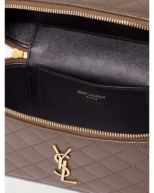 Saint Laurent Brown Gaby Vanity Mini Schultertasche Aus Gestepptem Leder