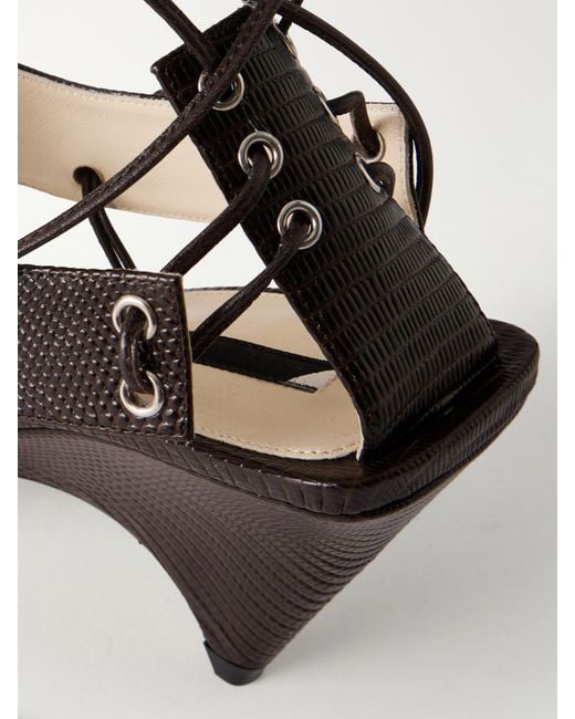 Christen White Edge T-Strap 75 Textured Leather Sandals