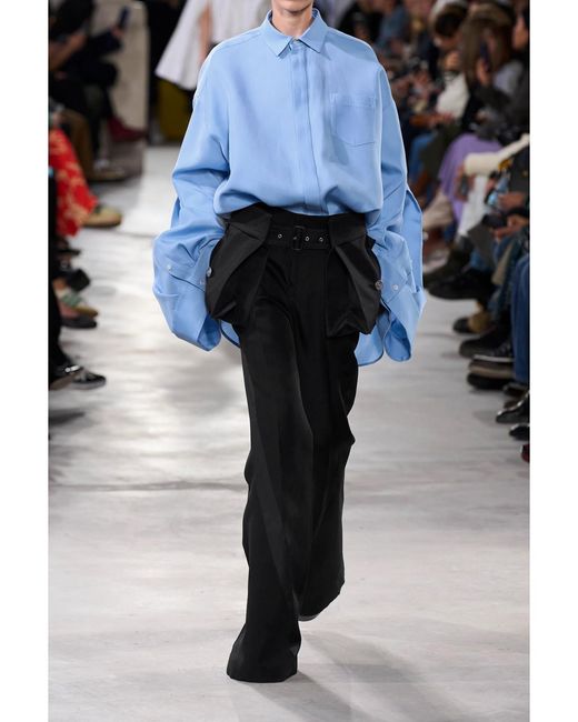 Sacai Black Satin-Trimmed Silk And Cotton-Blend Flared Pants