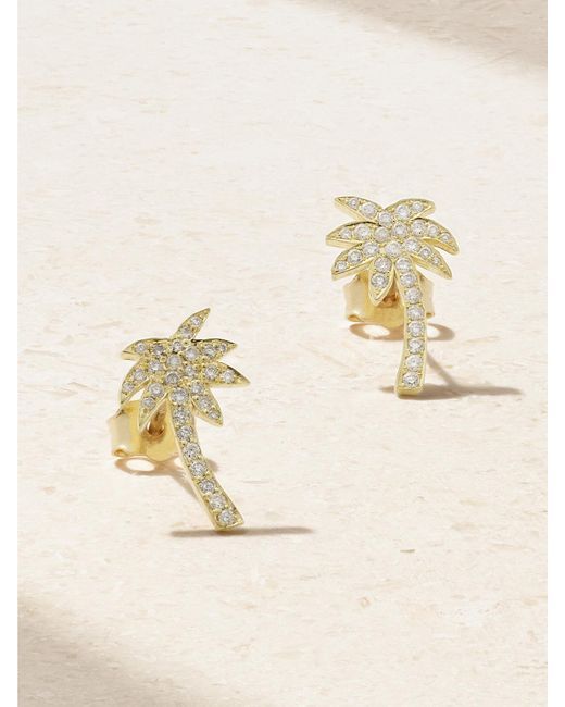 Jennifer Meyer Natural Mini Palm Tree 18-Karat Diamonds Earrings