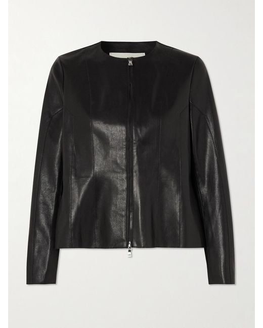 Nour Hammour Black Paneled Leather Jacket