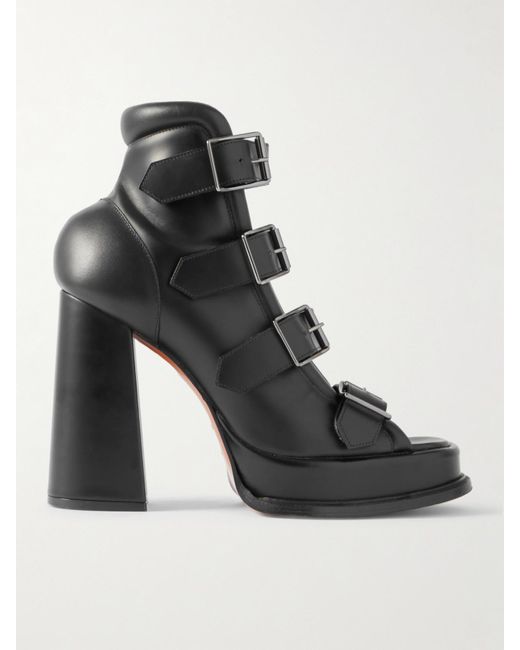 Alexander McQueen Black Buckled Leather Sandals