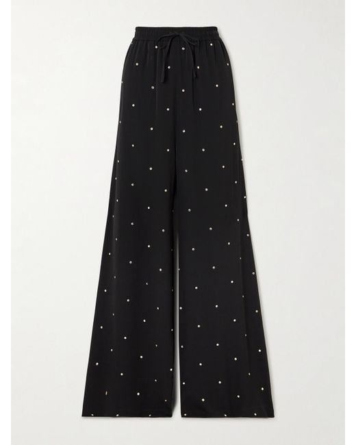 Stella McCartney Black Hose Mit Weitem Bein Aus Crêpe Mit Kristallen