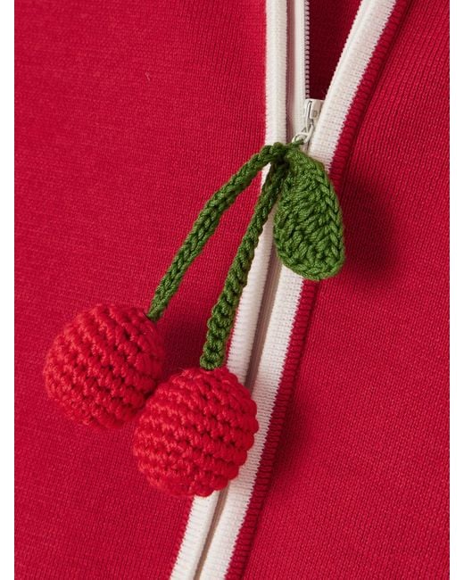 Valentino Garavani Red Cropped Cotton Cardigan
