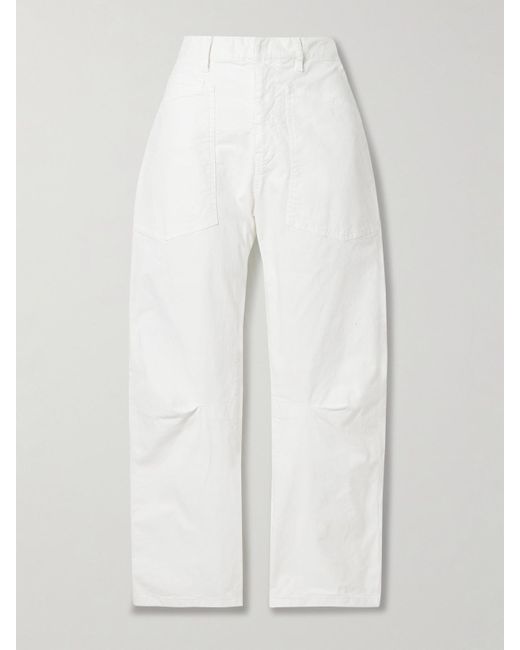 Nili Lotan White Shon Barrel-Hose Aus Twill Aus Einer Baumwollmischung