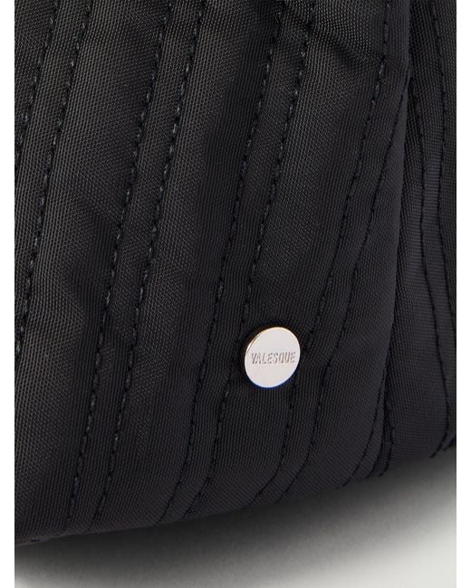 Valesque Black Corset Leather-Trimmed Quilted Satin-Shell Shoulder Bag