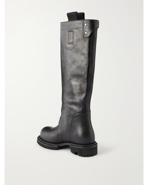 Rick Owens Black Leather Knee-High Boots