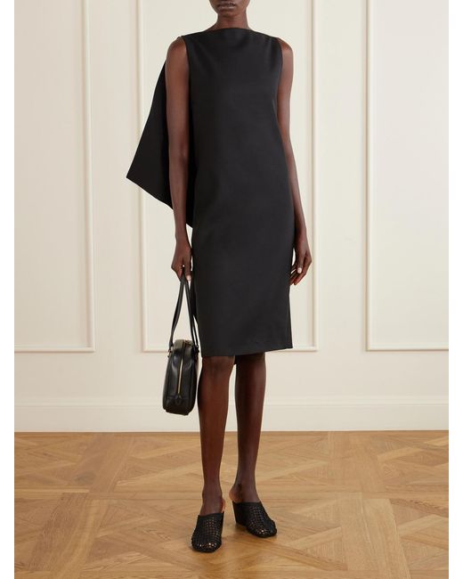 Jil Sander Black Open-Back Silk And Wool-Blend Midi Dress
