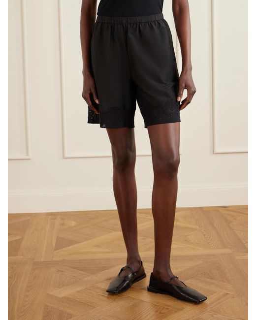 Alix Of Bohemia Black Tillie Prima Cotton And Silk Blend Straight-Leg Shorts