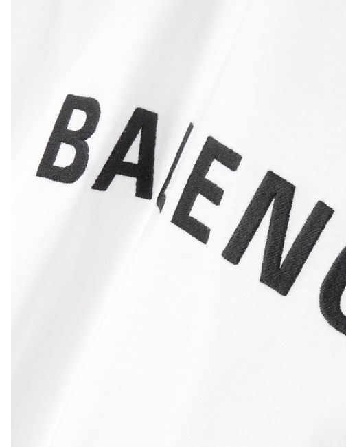 Balenciaga White Embroidered Cotton-Jersey T-Shirt