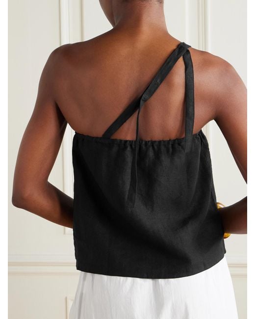 Deiji Studios Black One-Shoulder Linen Top