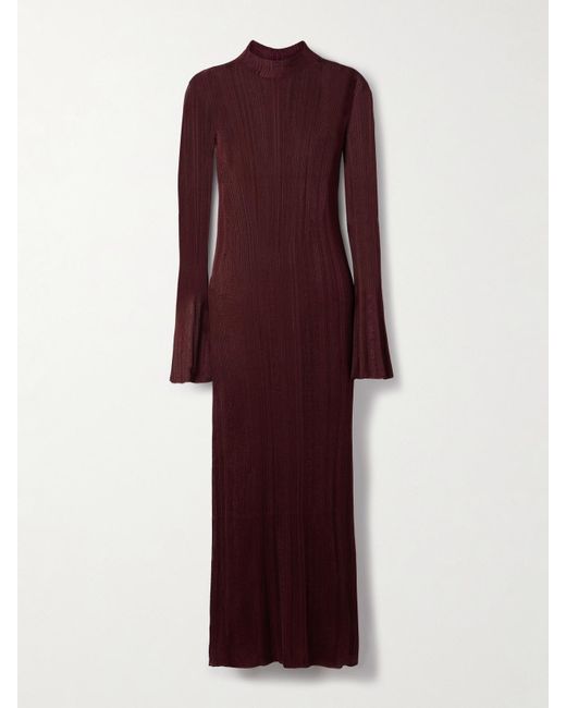 Robe Longue En Soie Biologique Côtelée Atira Gabriela Hearst en coloris Purple