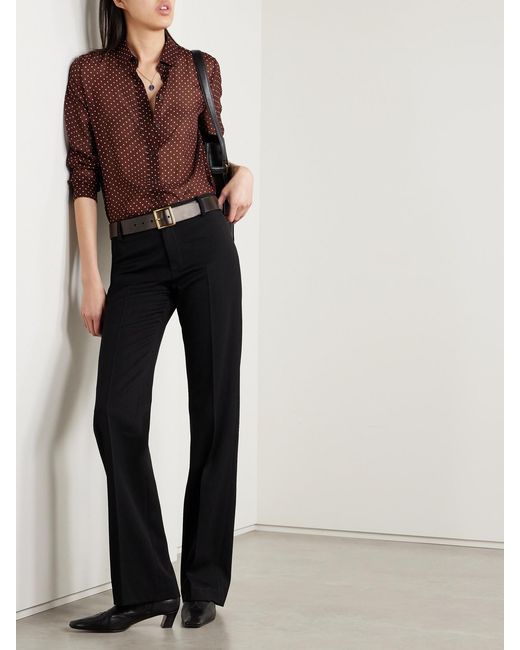 Nili Lotan Red Gaia Polka-Dot Silk Crepe De Chine Shirt