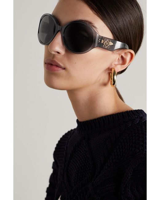 Loewe Gray Round-Frame Acetate Sunglasses