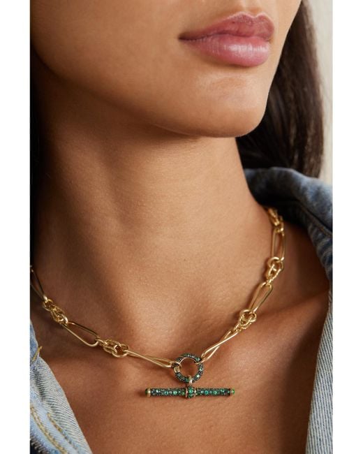 Lucy Delius Natural Twisted Link Connection 14-Karat Emerald Necklace