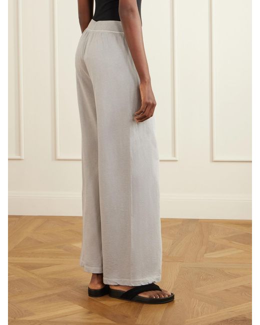 James Perse White Cotton-Terry Wide-Leg Track Pants