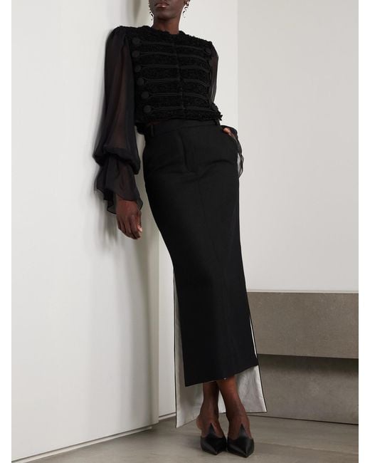 Lanvin Black Asymmetric Wool Skirt