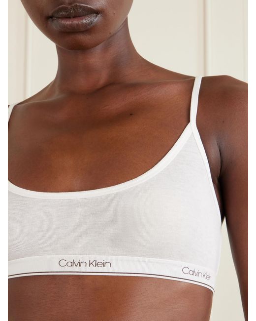 Calvin Klein White Sienna Cotton-Blend Balconette Bra
