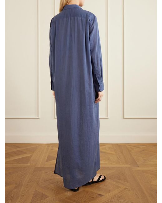 Nili Lotan Blue Mina Cotton-Voile Midi Dress